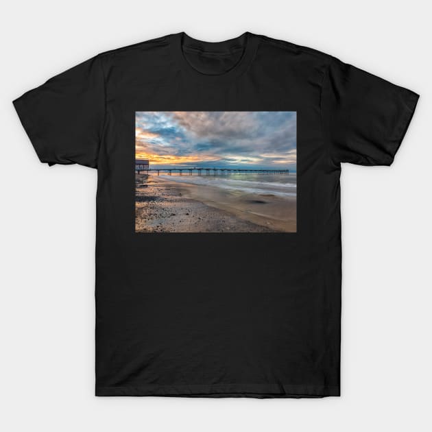 Saltburn Pier Sunset T-Shirt by Reg-K-Atkinson